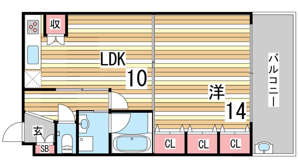 FLAT長田北町(1LDK/2階)の間取り写真