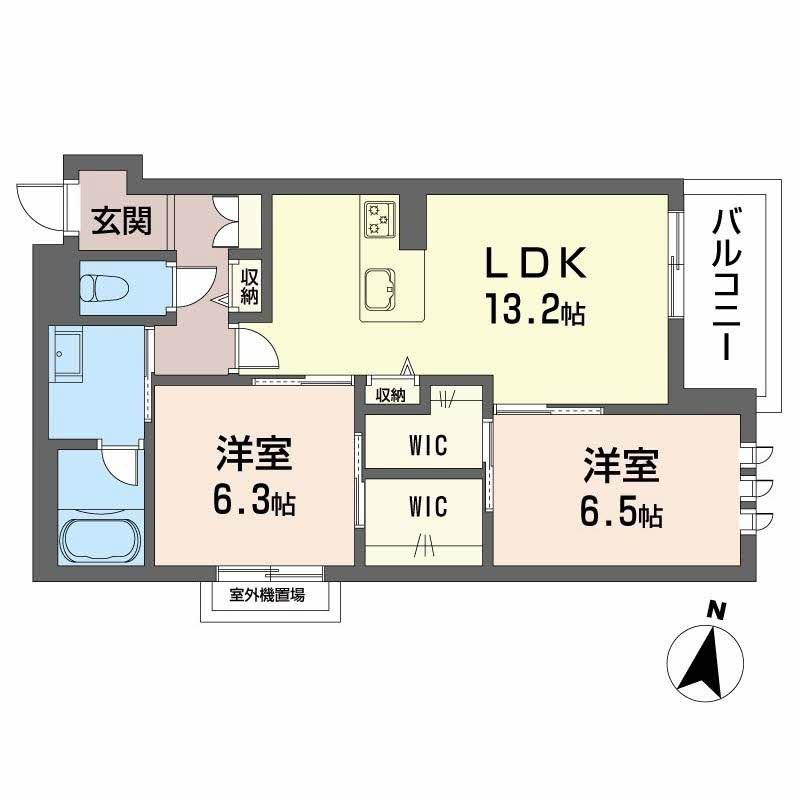 シャーメゾン セレーノ ベフ(2LDK/3階)の間取り写真
