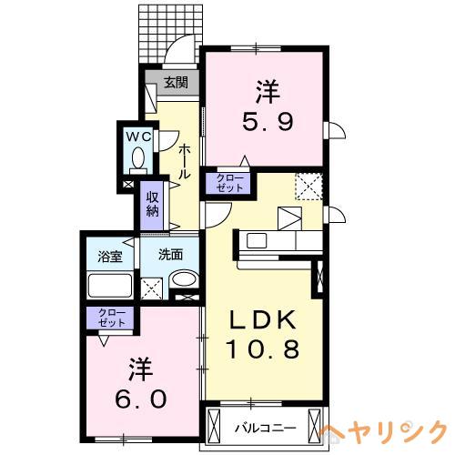 アリエッタ(2LDK/1階)の間取り写真