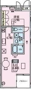 CUBO(1LDK/2階)の間取り写真