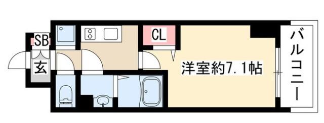 プレサンス桜通ベルノ(1K/3階)の間取り写真