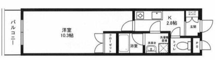 セレーノS2(1K/2階)の間取り写真
