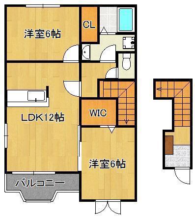 ジュネス馬場A(2LDK/2階)の間取り写真