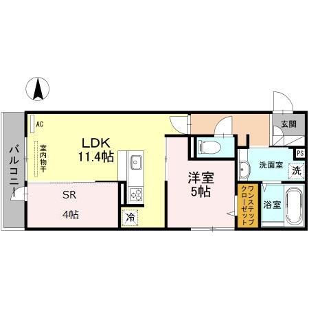 クラッセ長居(2LDK/2階)の間取り写真