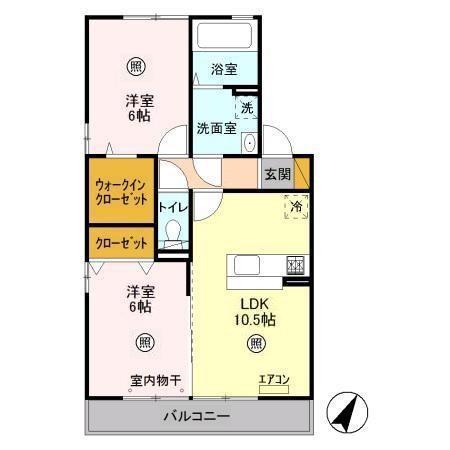 メルヴェイユB(2LDK/2階)の間取り写真