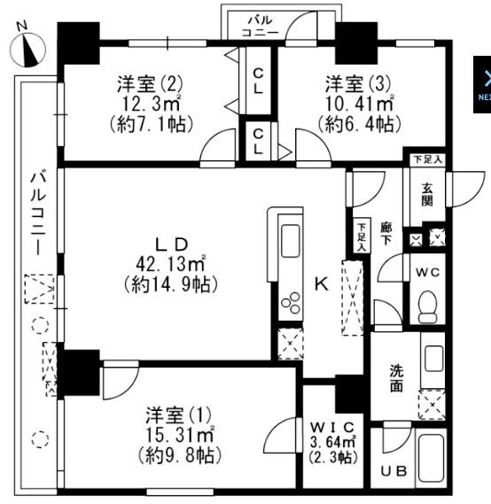 KDXレジデンス秋葉原 KDXレジデンス秋葉原(3LDK/9階)の間取り写真