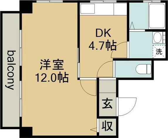吉川ビル(1DK/3階)の間取り写真