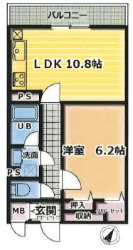 クオリアガーデン千人町(1LDK/2階)の間取り写真