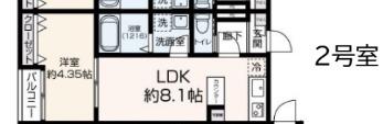 FIKA千早(1LDK/1階)の間取り写真