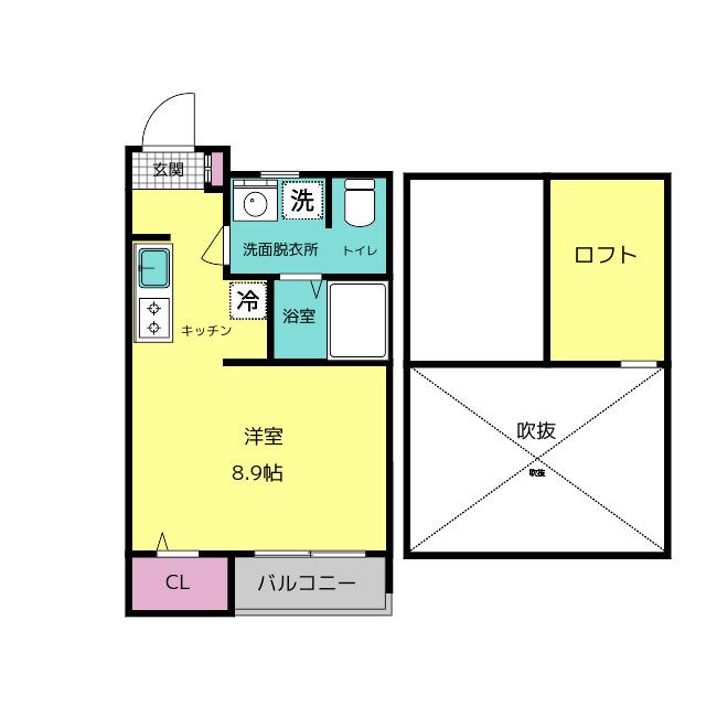 シュン駿(ワンルーム/1階)の間取り写真