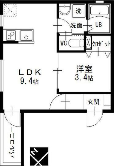 ライフワーク鳴海(1LDK/1階)の間取り写真