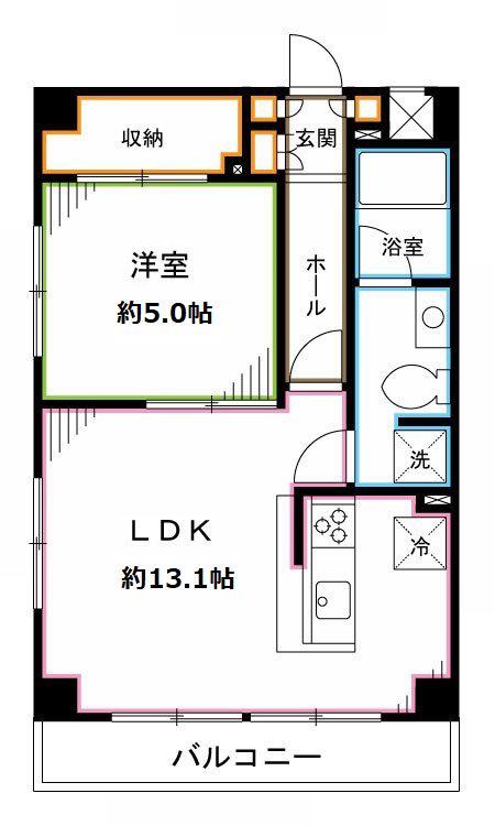プレールドゥーク中野坂上(1LDK/4階)の間取り写真