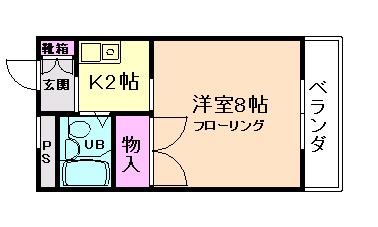 シャルムハイツ小野原(1K/2階)の間取り写真
