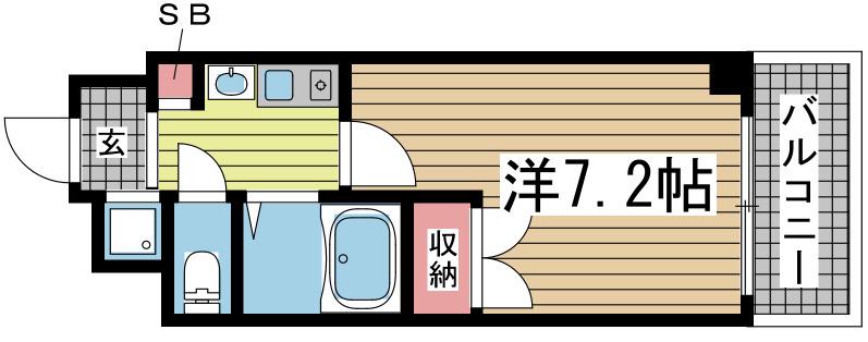 エステムコート三宮山手IIソアーレ(1K/8階)の間取り写真
