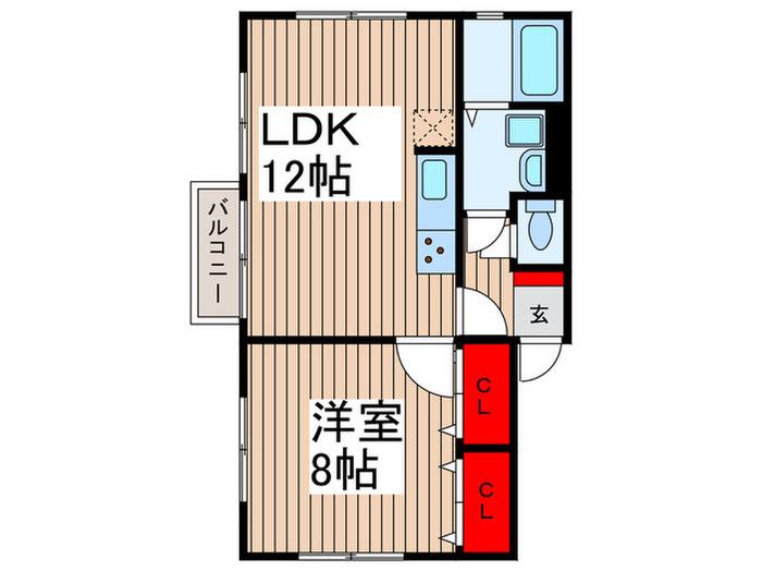 レジーナ北大宮(1LDK/2階)の間取り写真