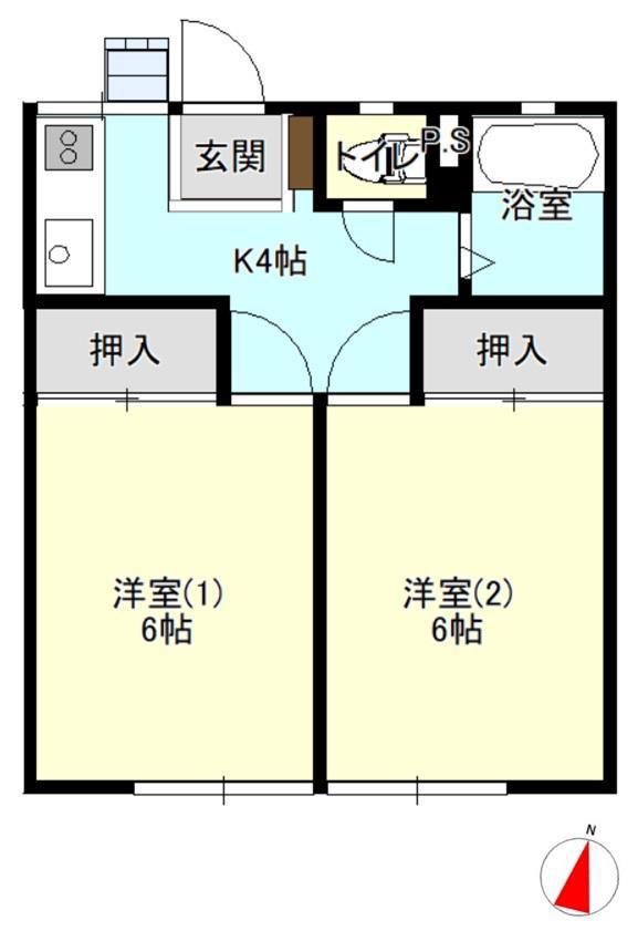 菊美荘II(2K/1階)の間取り写真