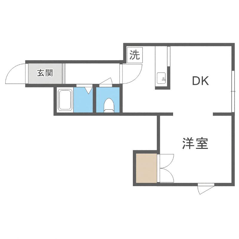 キラメック月寒中央(1DK/2階)の間取り写真