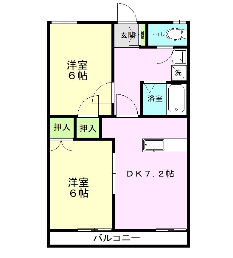 むさしハイツ15(2DK/1階)の間取り写真