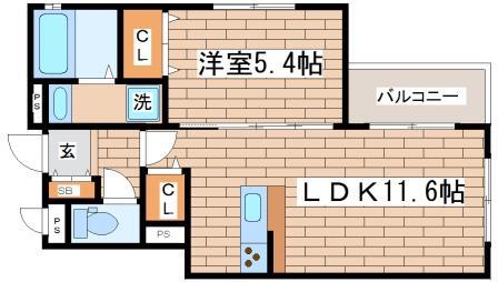 ボナール蓮宮(1LDK/2階)の間取り写真