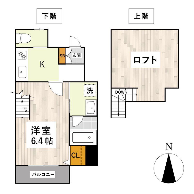 ホワイトステージ八王寺(1K/2階)の間取り写真