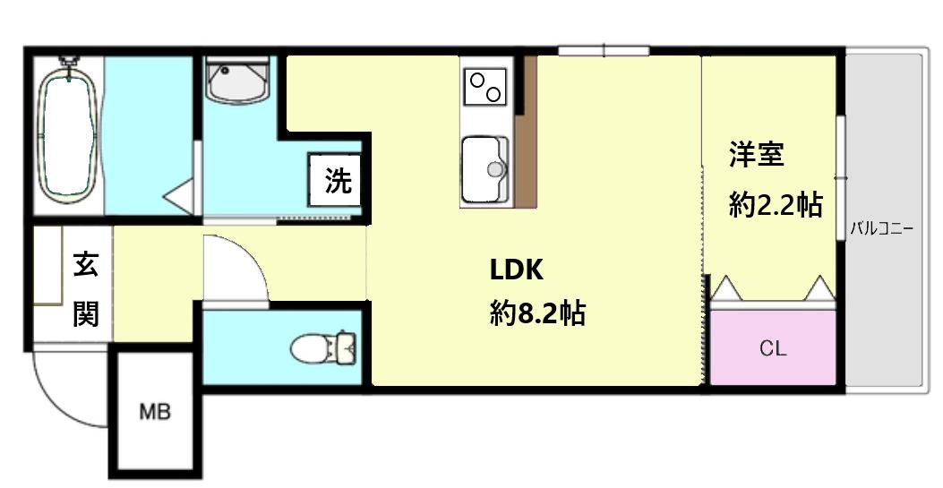 リアコート千里丘2ノース(1LDK/2階)の間取り写真