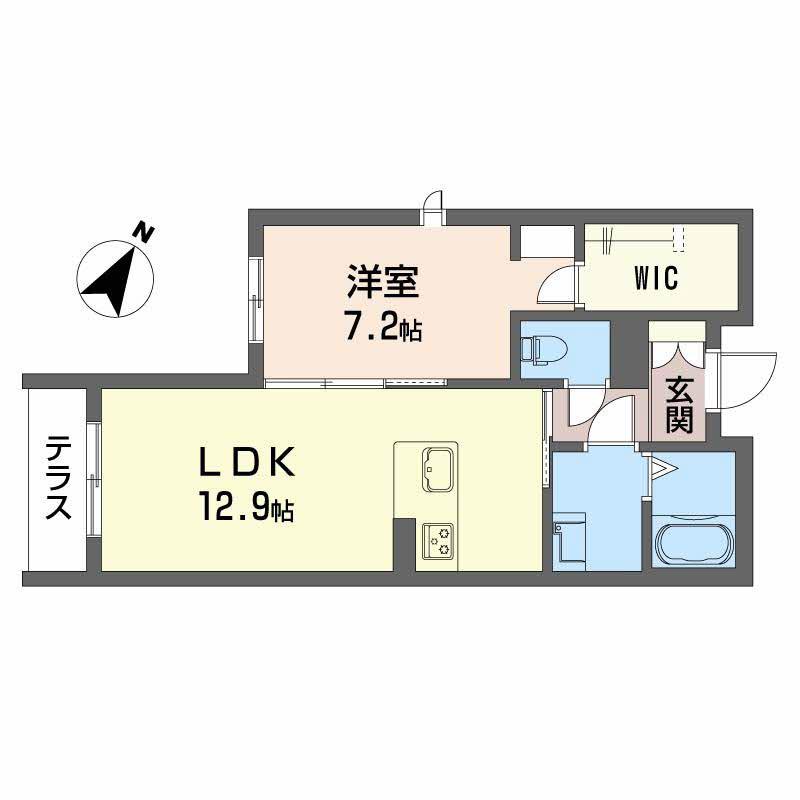 シャーメゾングレース堀止(1LDK/1階)の間取り写真