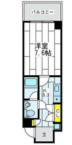 プロスペース弁天(1K/9階)の間取り写真