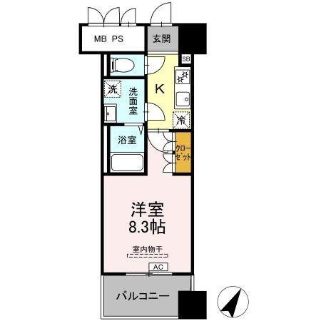 D-ROOM千葉中央(1K/5階)の間取り写真