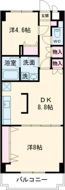 エクセレント岩沼(2DK/6階)の間取り写真