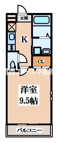 フジパレス忍ケ丘I番館(1K/2階)の間取り写真
