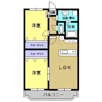 中央パレスK(2LDK/3階)の間取り写真