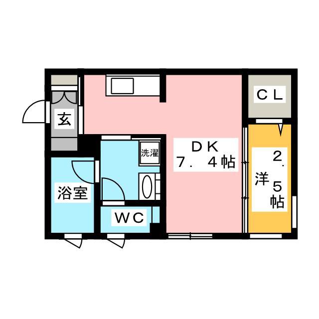 フェリオ高宮(1DK/3階)の間取り写真
