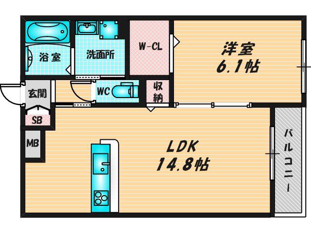 アット楠根(1LDK/3階)の間取り写真