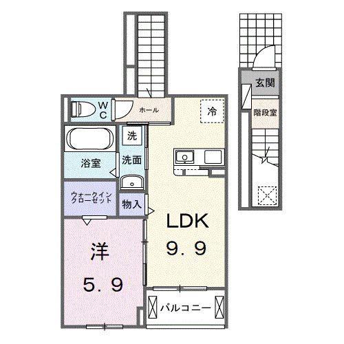シエル白岡 I(1LDK/2階)の間取り写真
