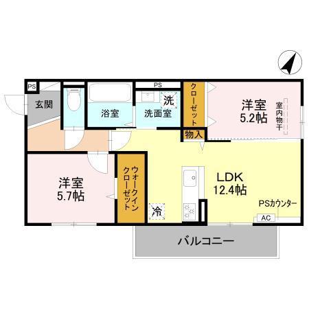 VALLE ALTA(2LDK/3階)の間取り写真