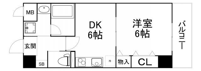 オースティ北梅田(1DK/3階)の間取り写真