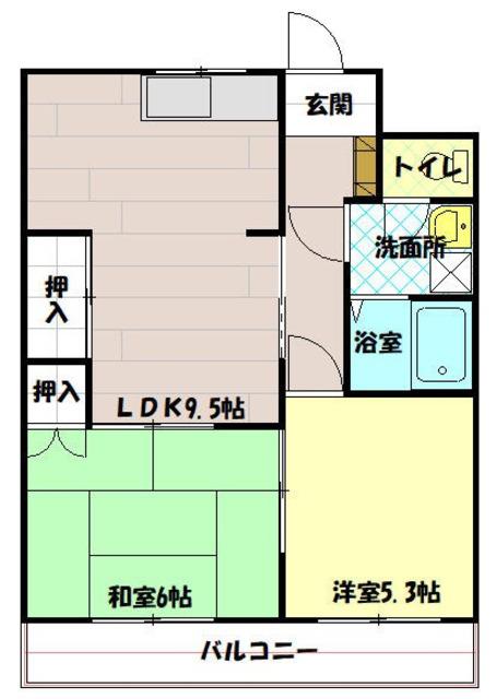 たつみビル(2LDK/3階)の間取り写真