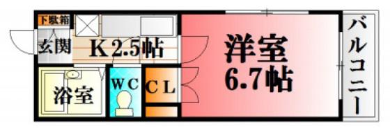 レジデンス山口2(1K/1階)の間取り写真