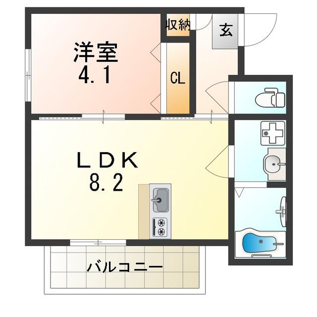 H-MAISON東住吉(1LDK/1階)の間取り写真