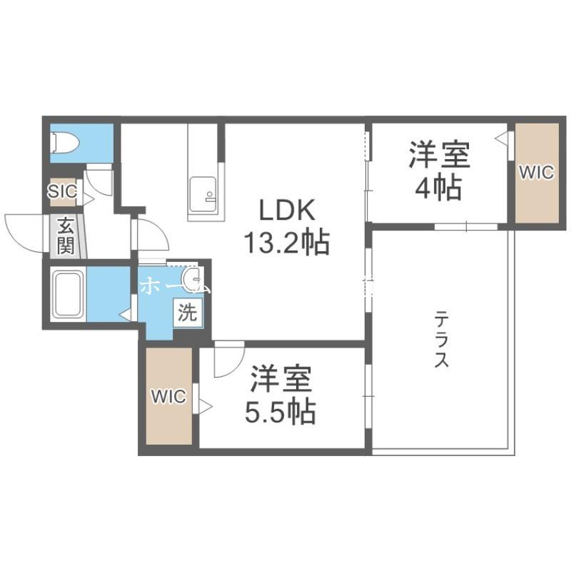 ブランシャールAS北16条N(2LDK/1階)の間取り写真