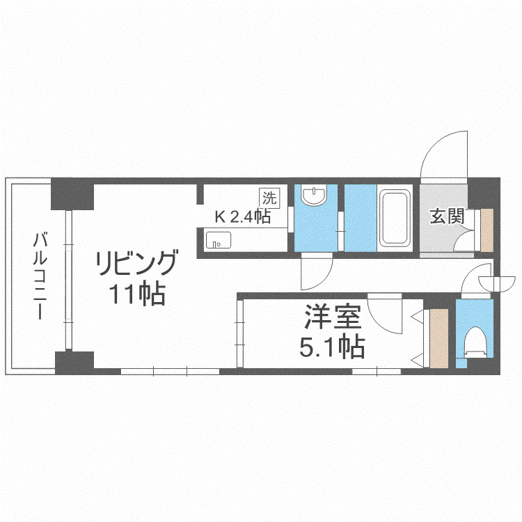 ビッグパレス南4条(1LDK/10階)の間取り写真