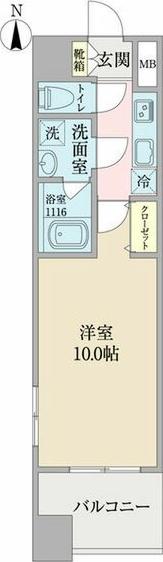 ヴィルクレア桜山(1K/9階)の間取り写真