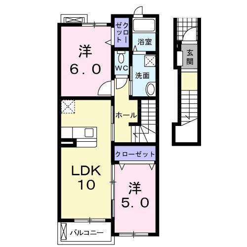 フランメゾン(2LDK/2階)の間取り写真