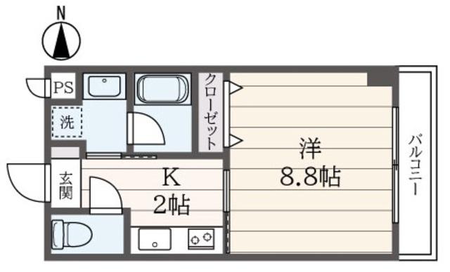 アーバンライフ南大沢(1K/1階)の間取り写真