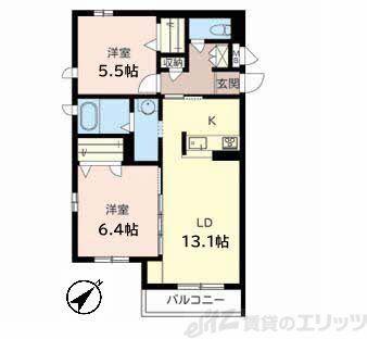 VINCULUM SK(2LDK/2階)の間取り写真