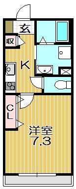 メゾンベールKT戸越(1K/1階)の間取り写真