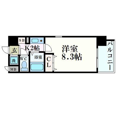 プレサンス西心斎橋(1K/7階)の間取り写真