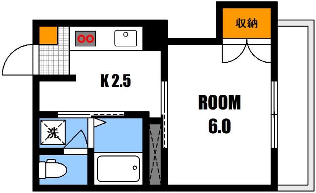 谷岡ビルII号館(1K/1階)の間取り写真