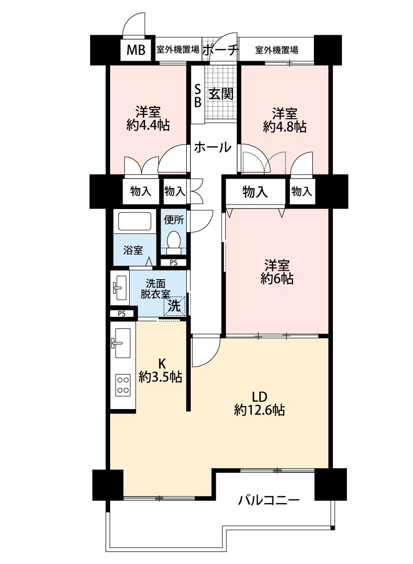 メゾン本山(3LDK/6階)の間取り写真