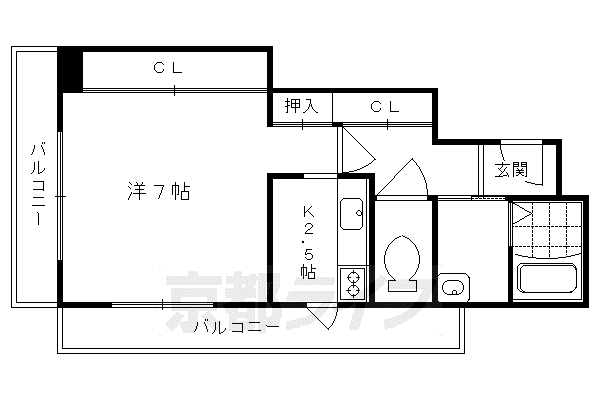 アルテハイム四条大宮(1K/2階)の間取り写真